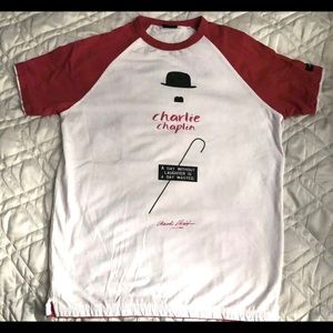 Charlie Chaplin TShirt Mens XL A Day Without Laughter Is A Day Wasted, Signature